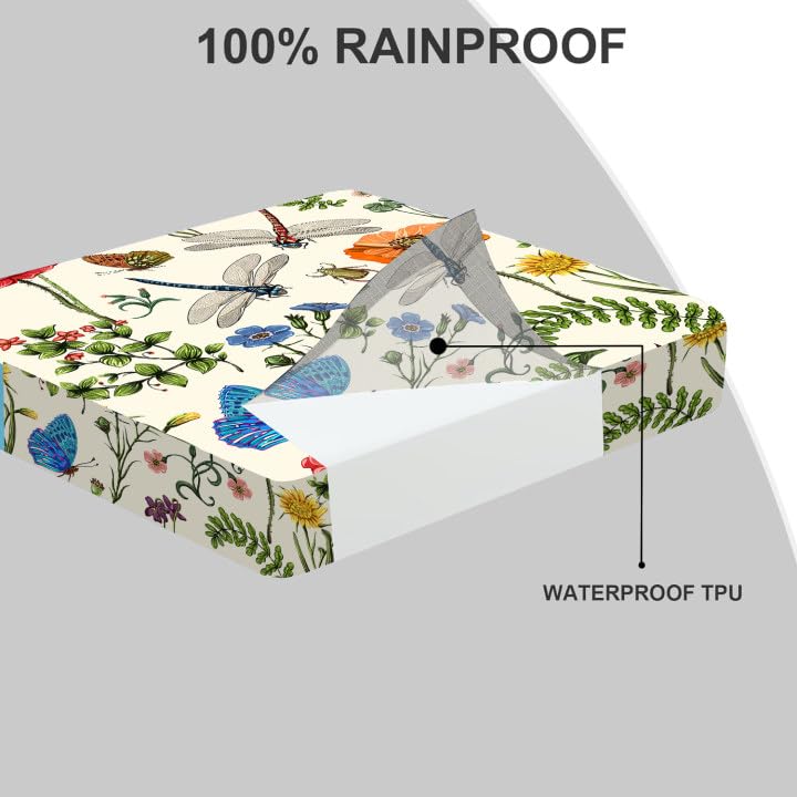 All Smiles Outdoor Chair Cushions for Patio Furniture Set of 24X24 Lawn Cushions Deep Seat UV Waterproof Resistant with Removable Cover Garden Flowers Farmhouse Decorative for Seat Yard Garden Deck - Image 5
