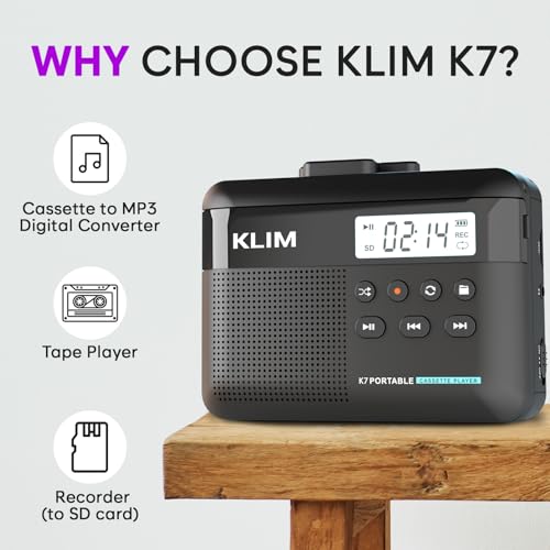 KLIM K7 Cassette Tape Player Cassette to MP3 Converter Portable Cassette Player Builtin Microphone Speaker Rechargeable Battery Earphones 32GB SD Card - Image 3