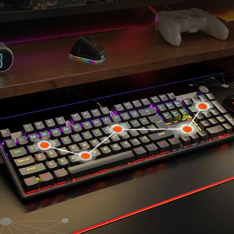 MEETION MT-MK009Pro Wired Mechanical Gaming Keyboard, Full Size 104/105+1 Keys, Red Hot-Swap Switches, RGB Backlight, Black - Image 4