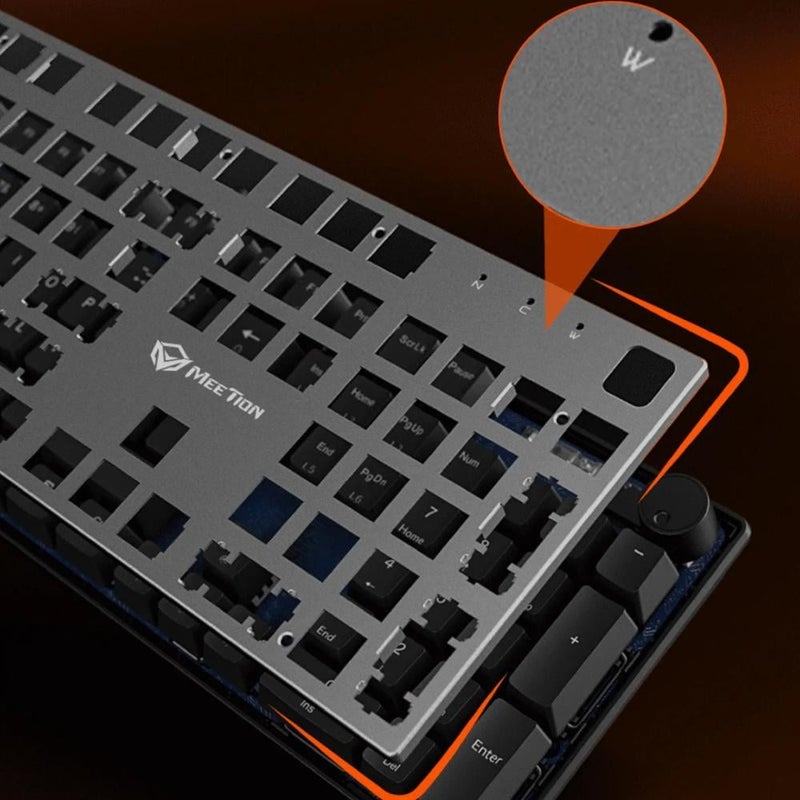 MEETION MT-MK009Pro Wired Mechanical Gaming Keyboard, Full Size 104/105+1 Keys, Red Hot-Swap Switches, RGB Backlight, Black - Image 2