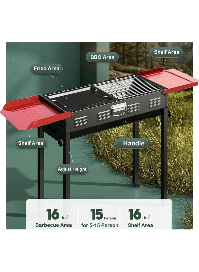 WALALLA Charcoal Grills, Folded Camping Barbecue Grill, BBQ Barbecue Stove Carbon Grill Barbecue Utensils for Garden Backyard Party Picnic Camping Outdoor Cooking Suit for 5-15 Person - Image 2