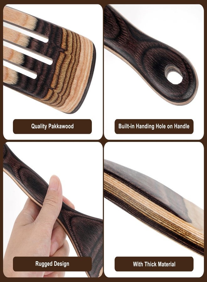 MYRAINBOW Spurtle Set, 5 Pcs Wooden Spoons for Cooking Pakkawood, Wooden Utensil Set for Cooking, Wooden Spatula, Apartment Essentials Wood Serving Spatula spoon, Home & kitchen Gift for Women, Men - Image 4