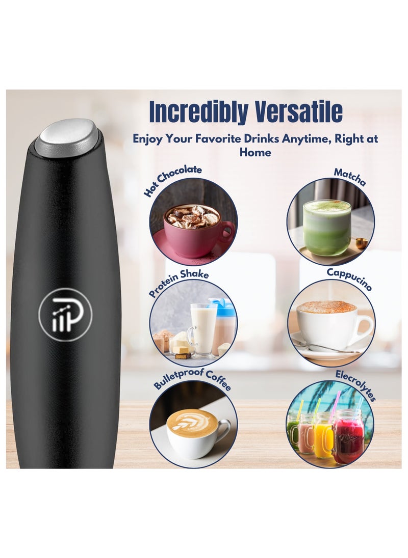 Prime Perks - Prime Perks® | Double Whisk Milk Frother with Stand, Coffee Mixer, Handheld Foam Maker with Stainless Electric Whisk For Coffee, Cappuccino, Latte, Frappe, Matcha, Hot Chocolate - Image 1