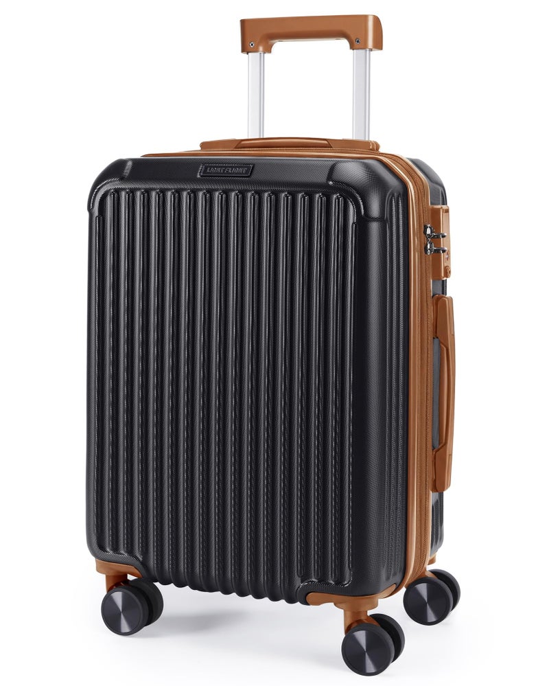 LIGHT FLIGHT Carry On Luggage 22x14x9 Airline Approved, Durable Hard Shell Carry On Suitcases with Wheels, Expandable Hardside Lightweight Travel Luggage with TSA Lock, Black and brown - Image 1