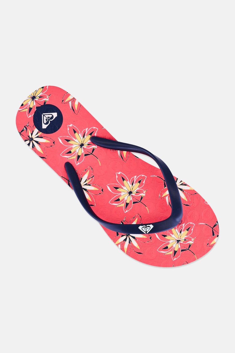 Roxy Kids Girl Floral Print Slip On Slippers, Multicolor - Image 3
