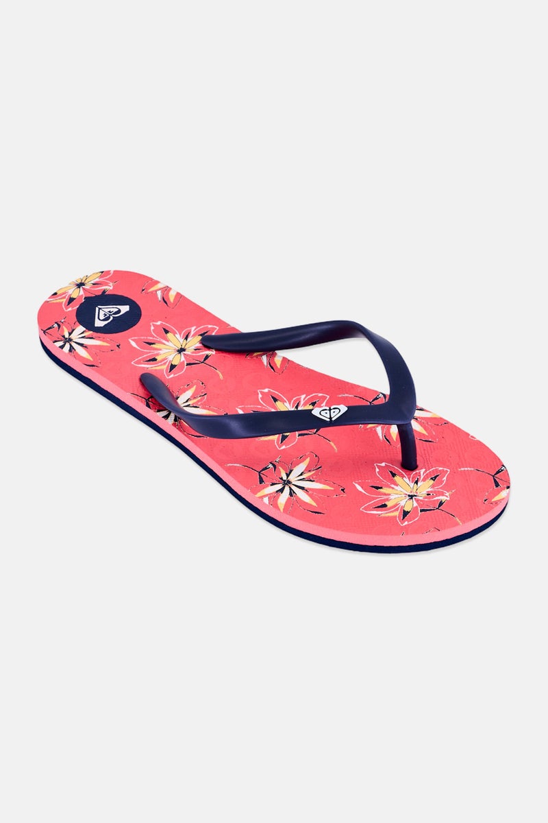 Roxy Kids Girl Floral Print Slip On Slippers, Multicolor - Image 1