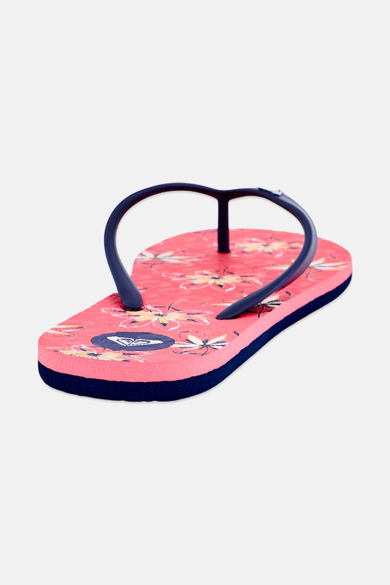 Roxy Kids Girl Floral Print Slip On Slippers, Multicolor - Image 4