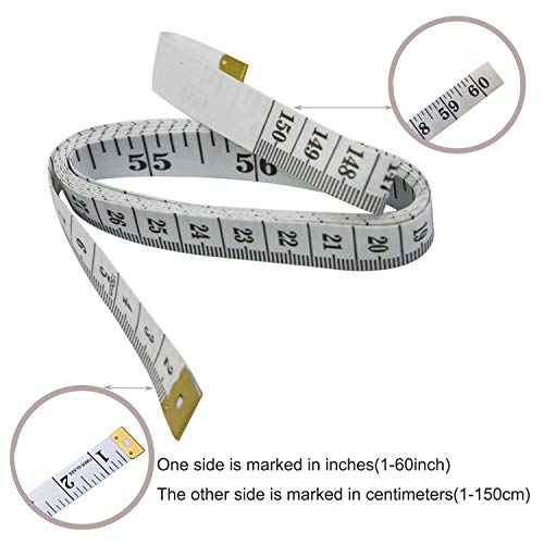 GDMINLO Soft Tape Measure Double Scale Body Sewing Flexible Tailor Craft Vinyl Ruler for Weight Loss Medical Body Measurement, Has Centimetre Scale on Reverse Side 60-inch（White） - Image 3