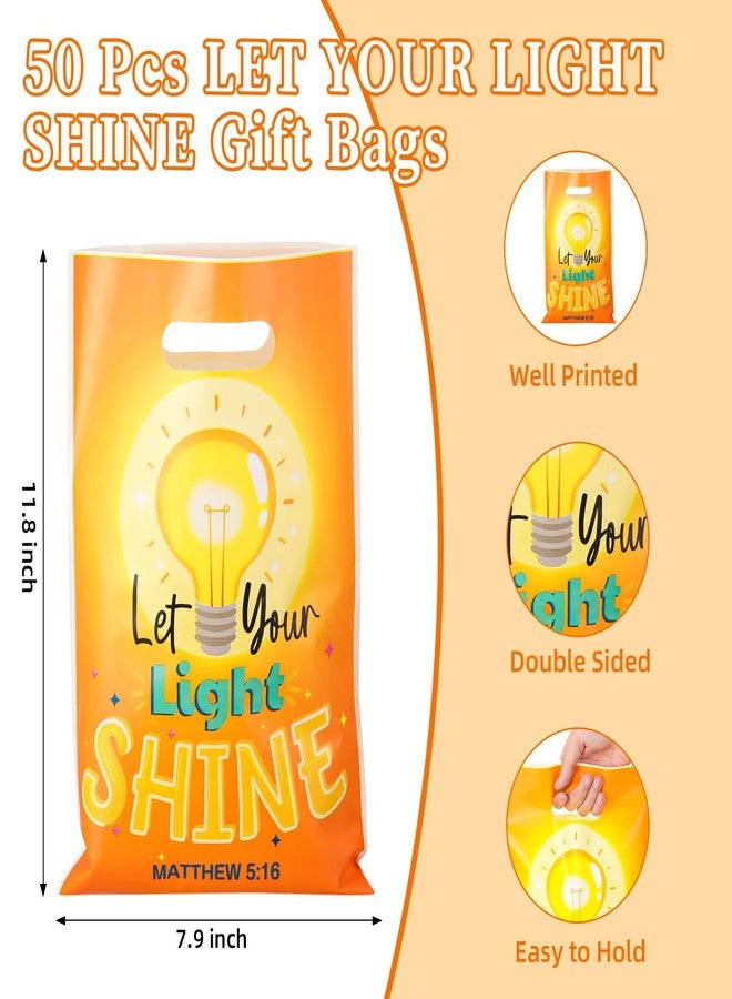 Panelee 50 Pcs VBS 2026 Let Your Light Shine Gift Bags Religious Christian Plastic Goody Bags with Handles Cross Candy Treat Gifts for Sunday School Church Party Supplies Party Favor Decoration - Image 2