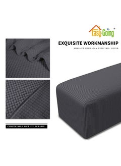 Easy-Going Easy-Going Stretch Ottoman Cover Folding Storage Stool Furniture Protector Soft Rectangle slipcover with Elastic Bottom(Ottoman Small,Dark Gray)  - Image 4