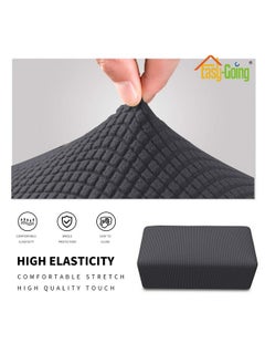 Easy-Going Easy-Going Stretch Ottoman Cover Folding Storage Stool Furniture Protector Soft Rectangle slipcover with Elastic Bottom(Ottoman Small,Dark Gray)  - Image 3