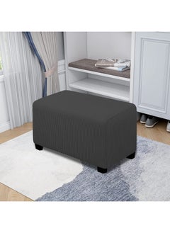 Easy-Going Easy-Going Stretch Ottoman Cover Folding Storage Stool Furniture Protector Soft Rectangle slipcover with Elastic Bottom(Ottoman Small,Dark Gray)  - Image 2