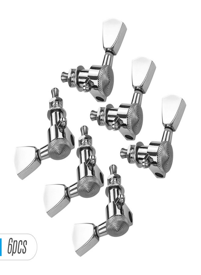 6 Pieces 3L3R Guitar String Tuning Pegs Locking Tuners Machine Heads Knobs for Acoustic Electric Guitars Replacement Accessories with Mounting Screws and Ferrules Silver - Image 1