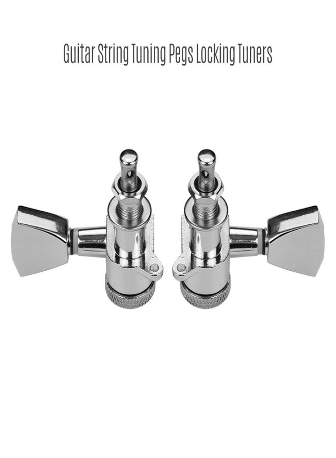 6 Pieces 3L3R Guitar String Tuning Pegs Locking Tuners Machine Heads Knobs for Acoustic Electric Guitars Replacement Accessories with Mounting Screws and Ferrules Silver - Image 2