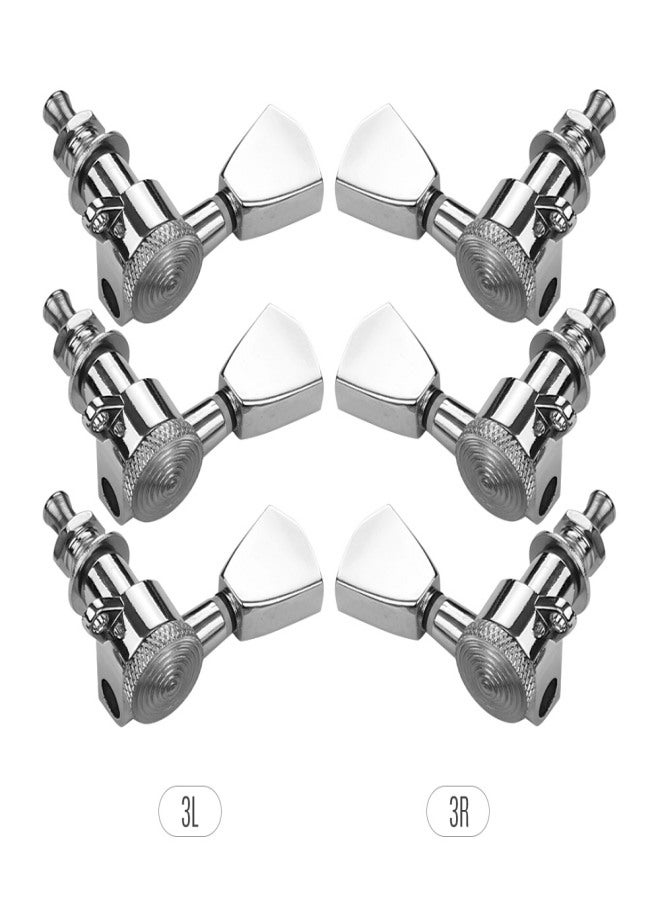 6 Pieces 3L3R Guitar String Tuning Pegs Locking Tuners Machine Heads Knobs for Acoustic Electric Guitars Replacement Accessories with Mounting Screws and Ferrules Silver - Image 5