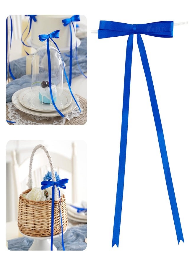 AIMUDI Royal Blue Bows 4.5 × 9" Satin Bow for Gift Wrapping Twist Tie Bows Premade Ribbon Bow for Bouquets Invitations Baskets Crafts Wreaths Wedding Birthday Party Baby Shower Decorations, 36 PCs - Image 1