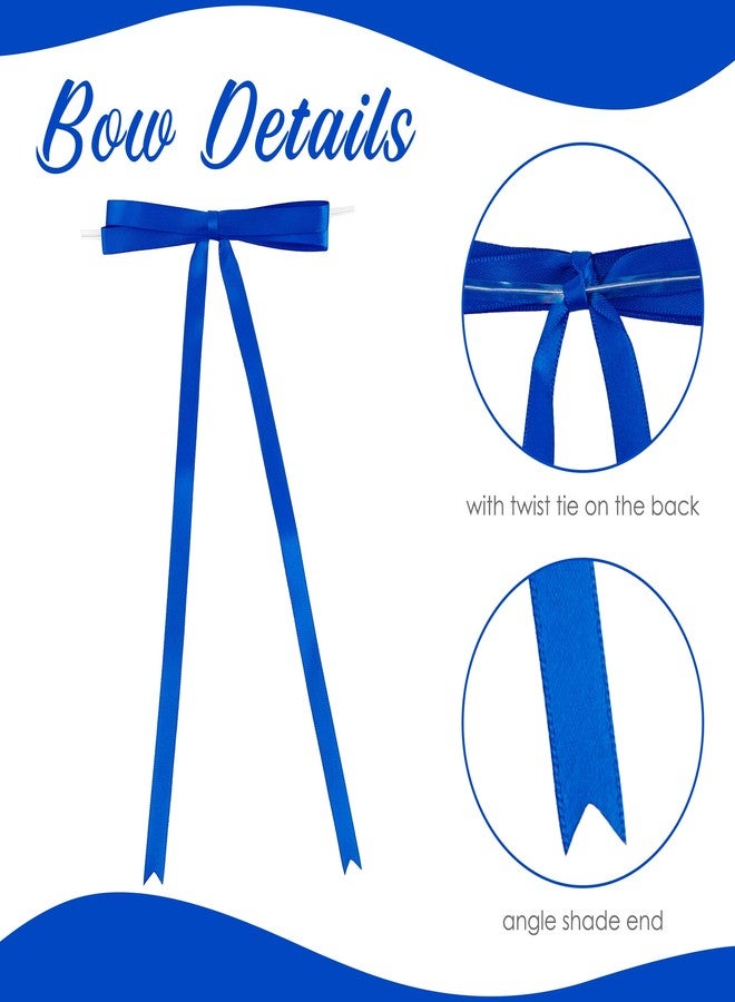 AIMUDI Royal Blue Bows 4.5 × 9" Satin Bow for Gift Wrapping Twist Tie Bows Premade Ribbon Bow for Bouquets Invitations Baskets Crafts Wreaths Wedding Birthday Party Baby Shower Decorations, 36 PCs - Image 4