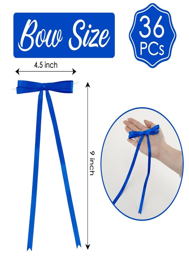 AIMUDI Royal Blue Bows 4.5 × 9" Satin Bow for Gift Wrapping Twist Tie Bows Premade Ribbon Bow for Bouquets Invitations Baskets Crafts Wreaths Wedding Birthday Party Baby Shower Decorations, 36 PCs - Image 2