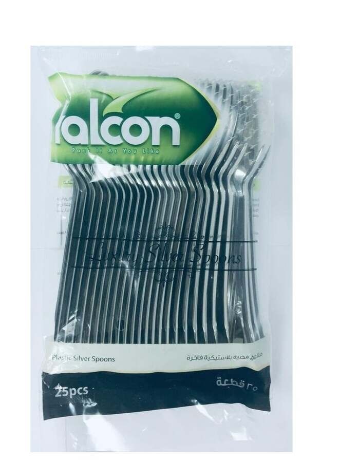 فالكون باك عبوة من 25 ملعقة بلاستيكية فضية