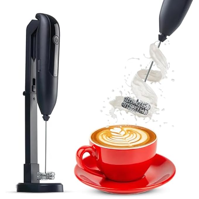 Azonee Wireless Milk Frother Rechargeable Handheld Electric Foam Maker With Stand Double Whisk Coffee Frother Wand UsbC 2Speed For Latte Cappuccino Matcha Eggs Quiet  Easy Clean Design - Image 2