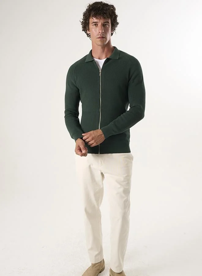 FELIX HARDY Green Full Zip Knit Cardigan for Men | Best Price UAE