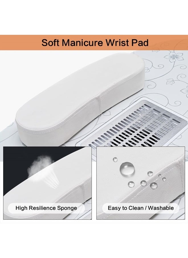 CHAOEEMY - Portable Folding Nails Table,Moveable Nail Salon Technician Desk for home manicure、spa salon、professional nail painting，with Large PP plastic drawer、LED-Light、Wrist rest、Carry Bag,White - Image 1