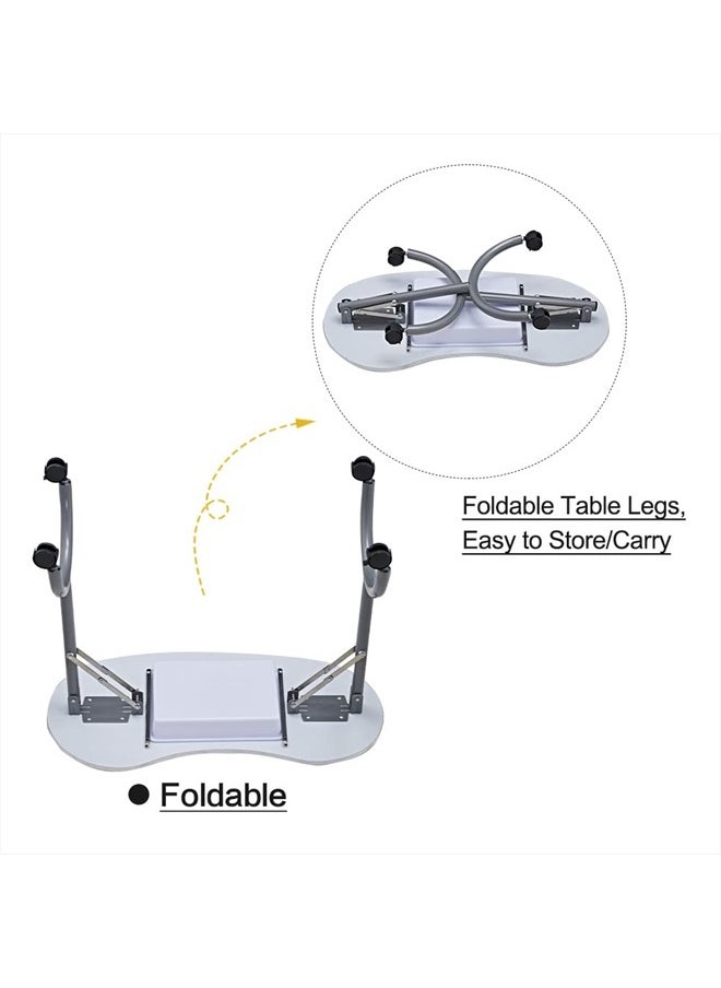 CHAOEEMY - Portable Folding Nails Table,Moveable Nail Salon Technician Desk for home manicure、spa salon、professional nail painting，with Large PP plastic drawer、LED-Light、Wrist rest、Carry Bag,White - Image 1