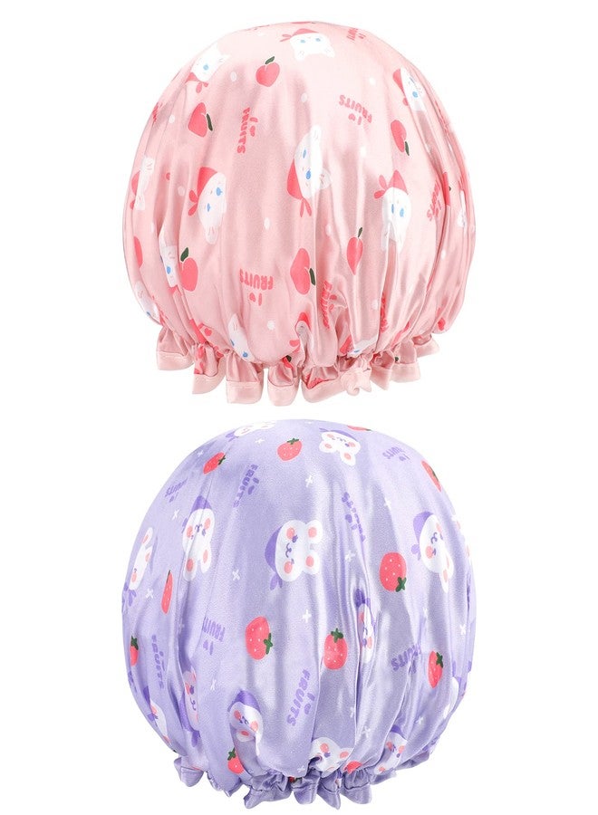 G2PLUS Kids Shower Cap, 2 Pack Cute Cartoon Bath Hat, Reusable Double Layer Bathing Cap for Toddlers and Children Hair Washing - Image 1