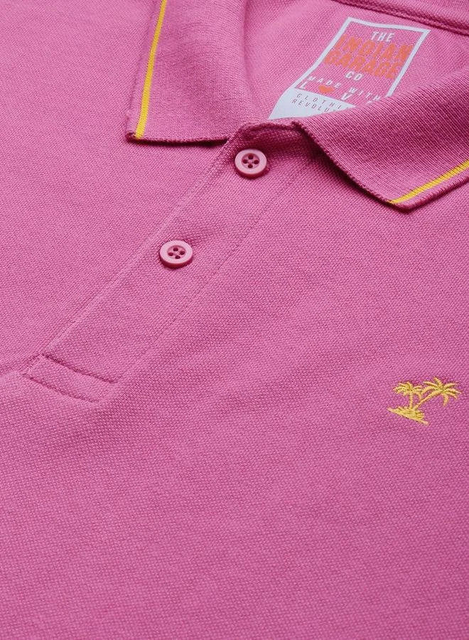The Indian Garage Co Men Pink Regular Fit Short Sleeve Polo