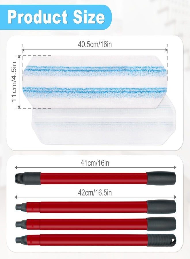 DLAIMI Mop Replacement Pads Compatible with OCedar H2prO Flat Mop System, Mop Handle for Ocedar H2prO Flat Mop, 3 Pack Mop Replacement & 30" to 58" Extendable Length Mop Handle for Ocedar H2prO - Image 5