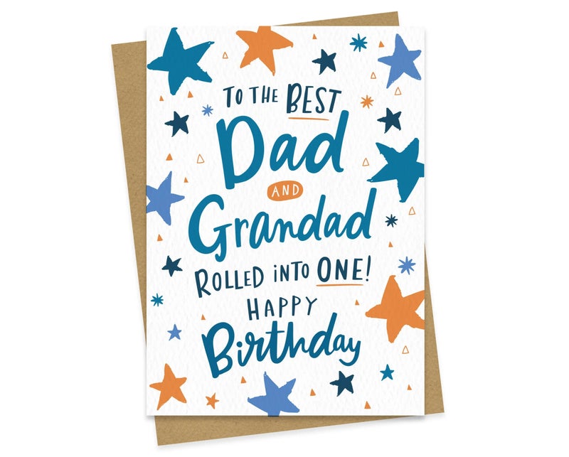 DottyBlack Dad & Grandad Birthday Card | Happy Birthday Greeting Card with Envelope | Blank Inside Birthday Card for Dad, Grandad, Grandpa, Father, Family Wishes & Personal Messages - Image 1