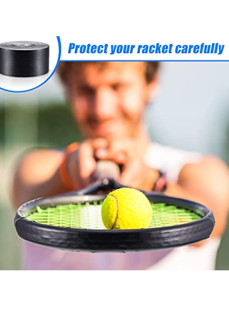 KASTWAVE - 2 Pieces Black Racket Protection Tape, Racquet Head Guard, Tennis Racket Tape, for Tennis Practice Racquetball, 16.4' Roll - Image 1