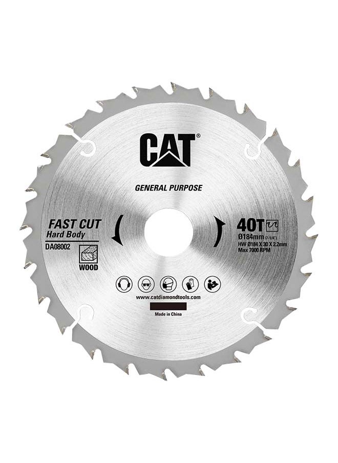 كاتربلر - CAT DA08002 - شفرة منشار دائري TCT - للاستخدام العام بعدد 40 سنّة بقطر 184 ملم  7-1/4 بوصة - Image 1