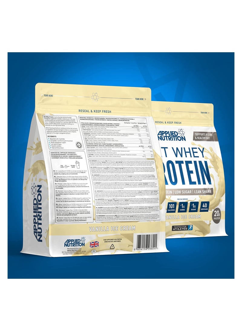 Applied Nutrition Applied Nutrition Diet Whey - High Protein Powder Supplement, Low Carb & Sugar, for Weight Management with CLA, L Carnitine, Green Tea (1kg - 40 Servings) (Vanilla Ice Cream)  - Image 2