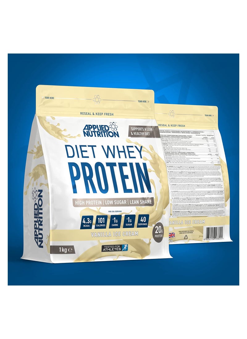 Applied Nutrition Applied Nutrition Diet Whey - High Protein Powder Supplement, Low Carb & Sugar, for Weight Management with CLA, L Carnitine, Green Tea (1kg - 40 Servings) (Vanilla Ice Cream)  - Image 3