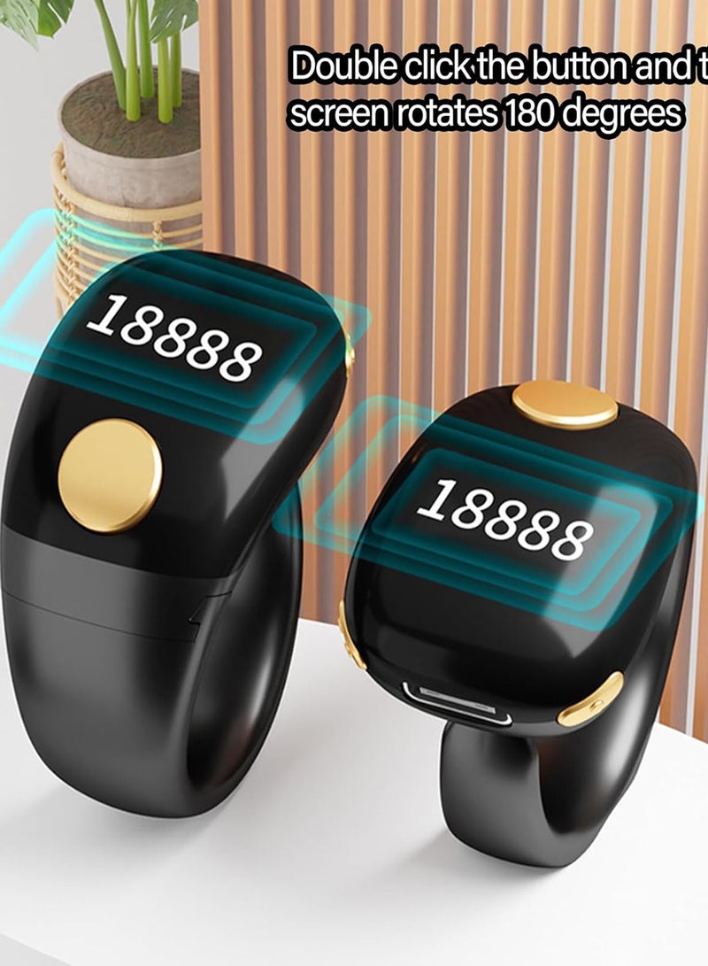 Tasbih Zikr Adjustable LCD Display Smart Ring Counter, Size (18mm 20mm 22mm ), Type-C Rechargeable, Adjustable Finger Counter With Self-locking Function (Black). - Image 5
