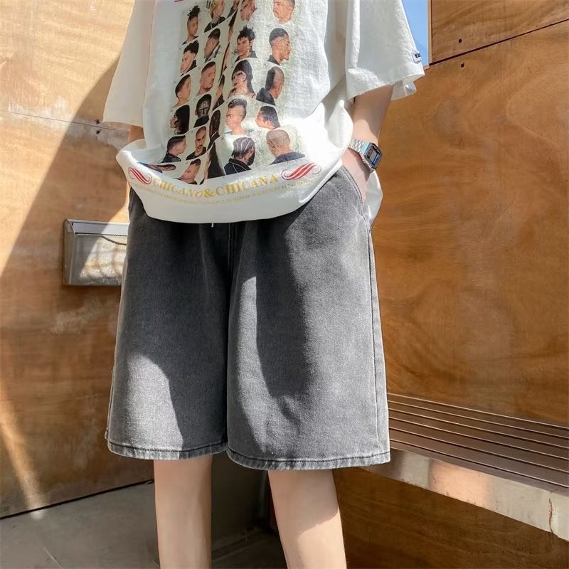 Denim Shorts Men'S Summer American Style Retro Trendy Brand Boys Casual Five-Point Pants All-Match Loose Straight Pants - Image 4