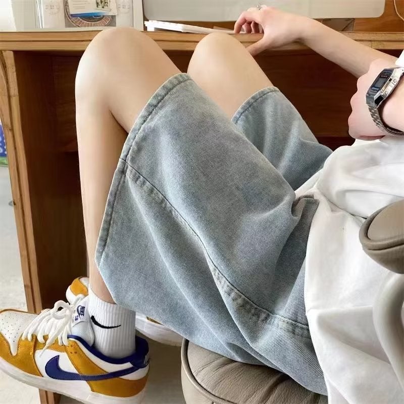 Denim Shorts Men'S Summer American Style Retro Trendy Brand Boys Casual Five-Point Pants All-Match Loose Straight Pants - Image 3