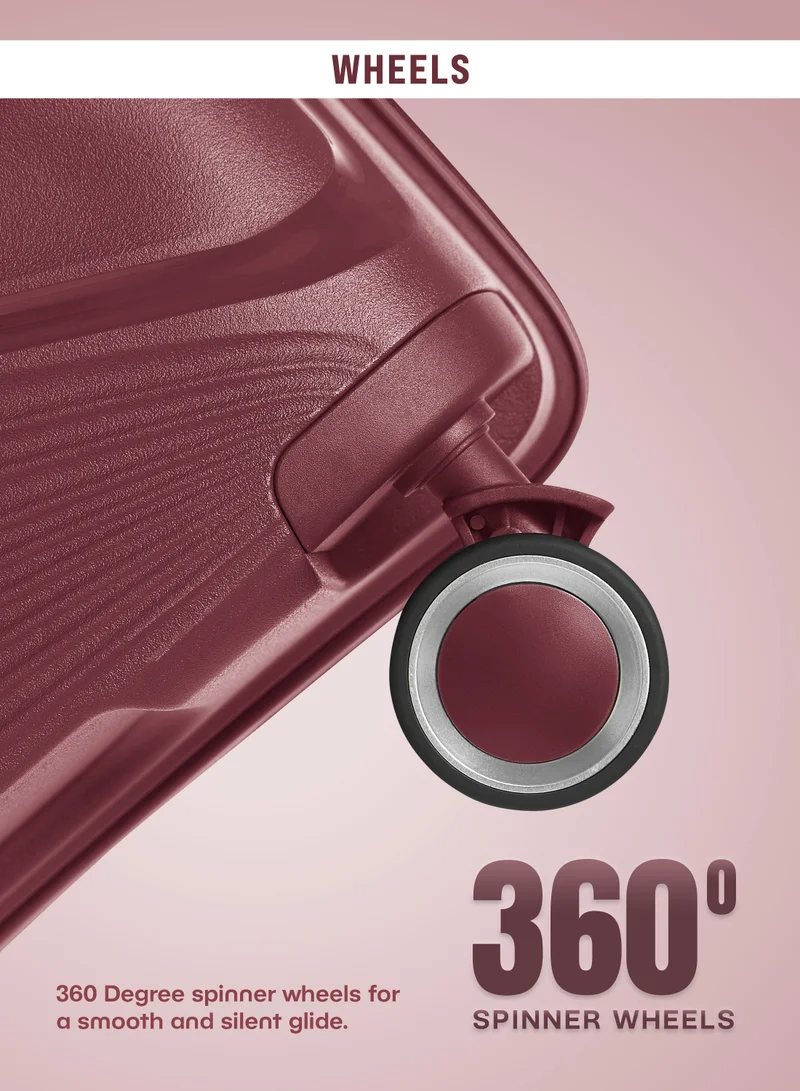 بارا جون Luggage Sets 3 Piece With Trolley Set With Lightweight Polypropylene Shell 8 Spinner Wheels For Travel Burgundy