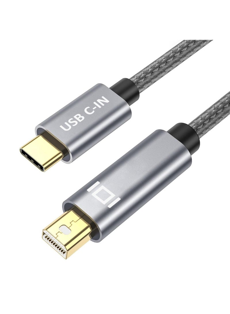 USB-C to Mini DisplayPort Cable – 4K @60Hz Thunderbolt 3 to Mini DP Adapter – 2m Durable Video Cable for MacBook, Surface Book, Galaxy S21/S20 – Black - Image 1