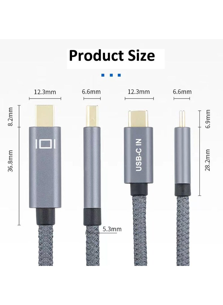 USB-C to Mini DisplayPort Cable – 4K @60Hz Thunderbolt 3 to Mini DP Adapter – 2m Durable Video Cable for MacBook, Surface Book, Galaxy S21/S20 – Black - Image 2
