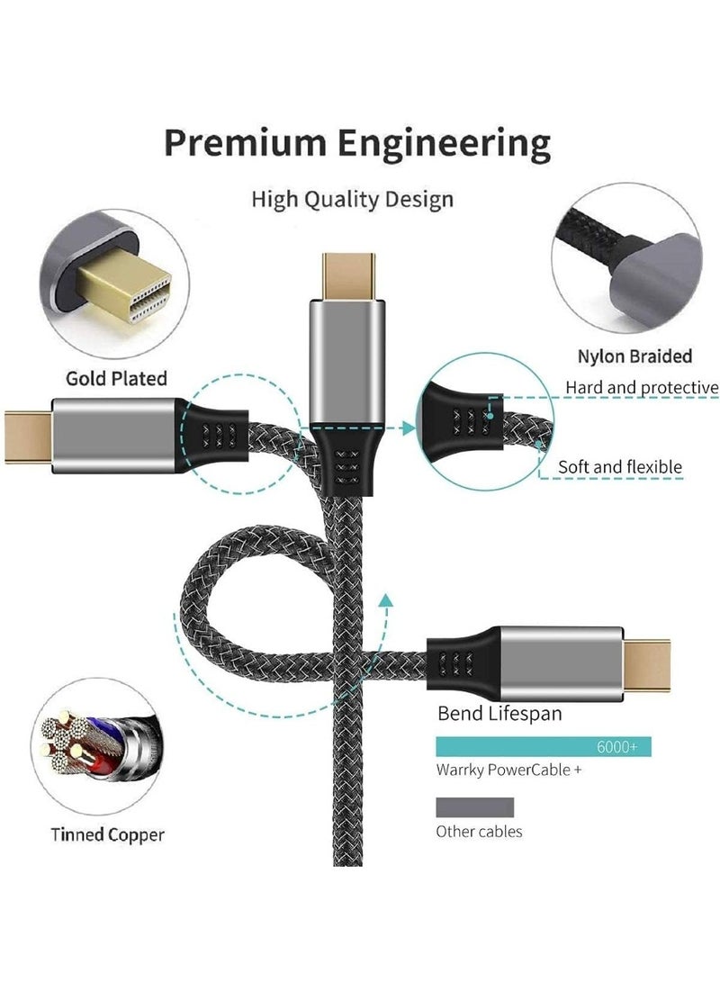 USB-C to Mini DisplayPort Cable – 4K @60Hz Thunderbolt 3 to Mini DP Adapter – 2m Durable Video Cable for MacBook, Surface Book, Galaxy S21/S20 – Black - Image 4