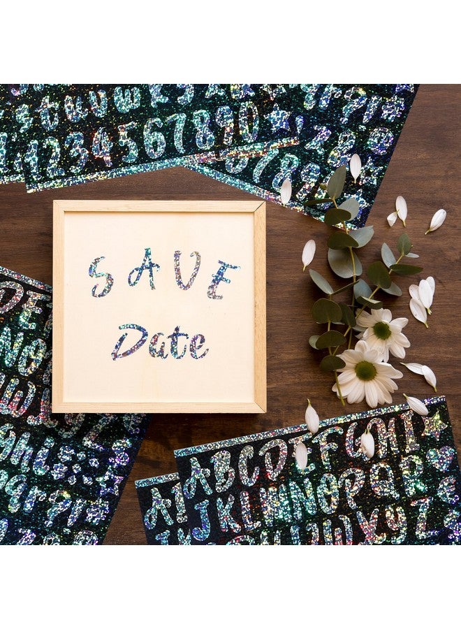 EORTA 6 Sheets Reflective Alphabet Number Stickers Mini Letters Stickers Self Adhesive Glitter Stickers For Epoxy Resin Casting Decoration Diy Crafts Scrapbook, 1 Inch  - Image 2