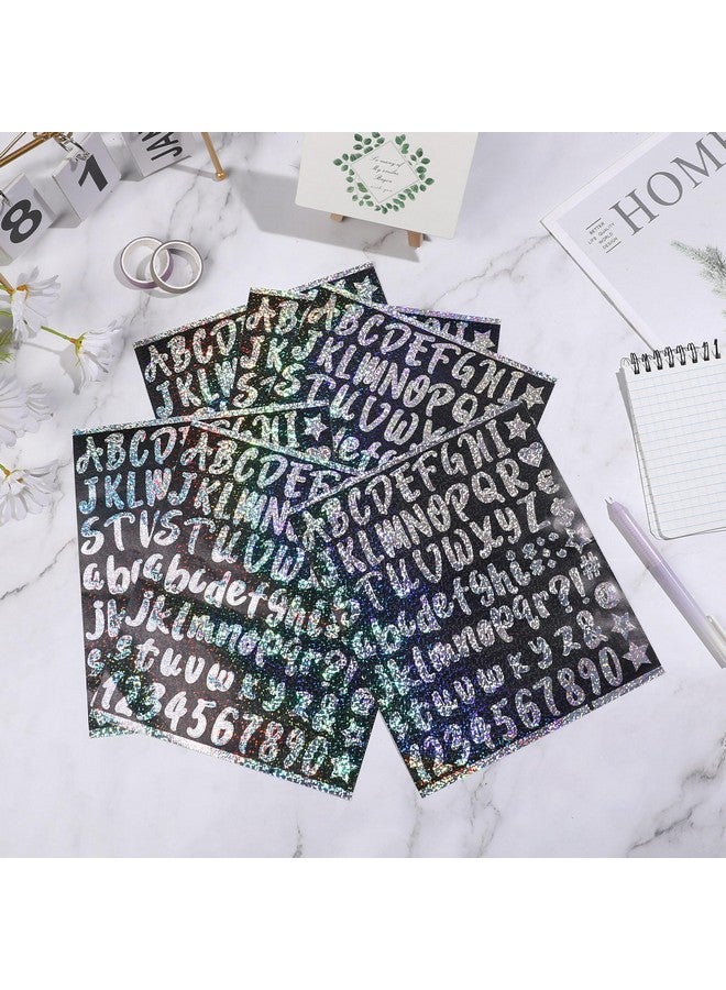 EORTA 6 Sheets Reflective Alphabet Number Stickers Mini Letters Stickers Self Adhesive Glitter Stickers For Epoxy Resin Casting Decoration Diy Crafts Scrapbook, 1 Inch  - Image 4