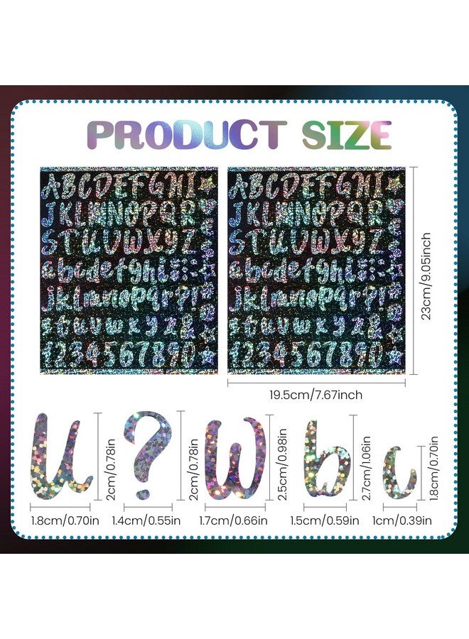 EORTA 6 Sheets Reflective Alphabet Number Stickers Mini Letters Stickers Self Adhesive Glitter Stickers For Epoxy Resin Casting Decoration Diy Crafts Scrapbook, 1 Inch  - Image 3