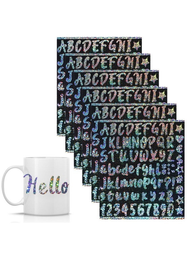 EORTA 6 Sheets Reflective Alphabet Number Stickers Mini Letters Stickers Self Adhesive Glitter Stickers For Epoxy Resin Casting Decoration Diy Crafts Scrapbook, 1 Inch  - Image 1