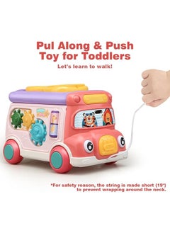 JoyousSto Music Activity Bus Baby Toy, Infant Education Learn Car, Sound and Light,Interactive Game,Shape Sorter,Animal Matching, Holiday Birthday Gift for Toddler Kid Boy Girl Red  - Image 3