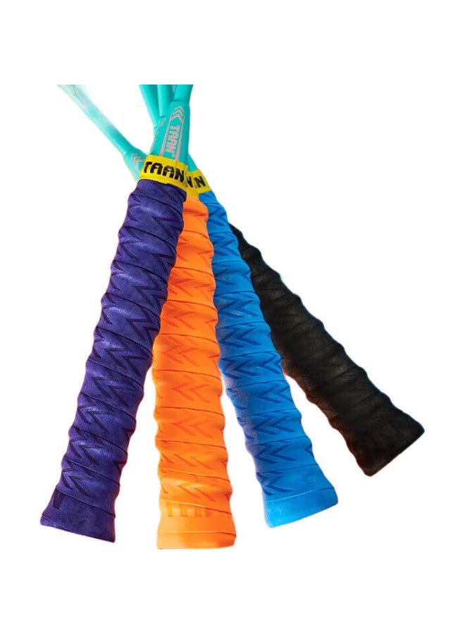 Taan Badminton Racket Grip Tape, Spine Frosted Texture, Sweat-Absorbing Handle Tape, Twq6, Orange-Purple Blue, 3-Pack - Image 2