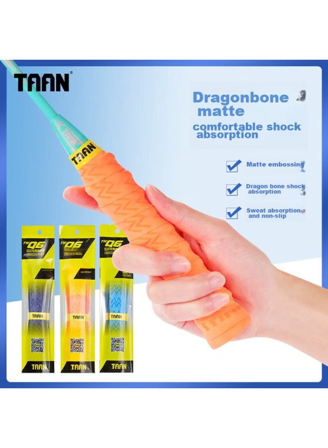 Taan Badminton Racket Grip Tape, Spine Frosted Texture, Sweat-absorbing Handle Tape, Twq6, Orange-purple Blue, 3-pack - Image 1