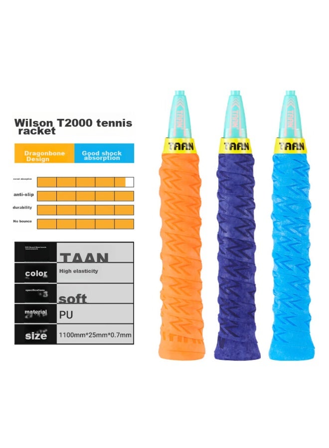 Taan Badminton Racket Grip Tape, Spine Frosted Texture, Sweat-absorbing Handle Tape, Twq6, Orange-purple Blue, 3-pack - Image 2